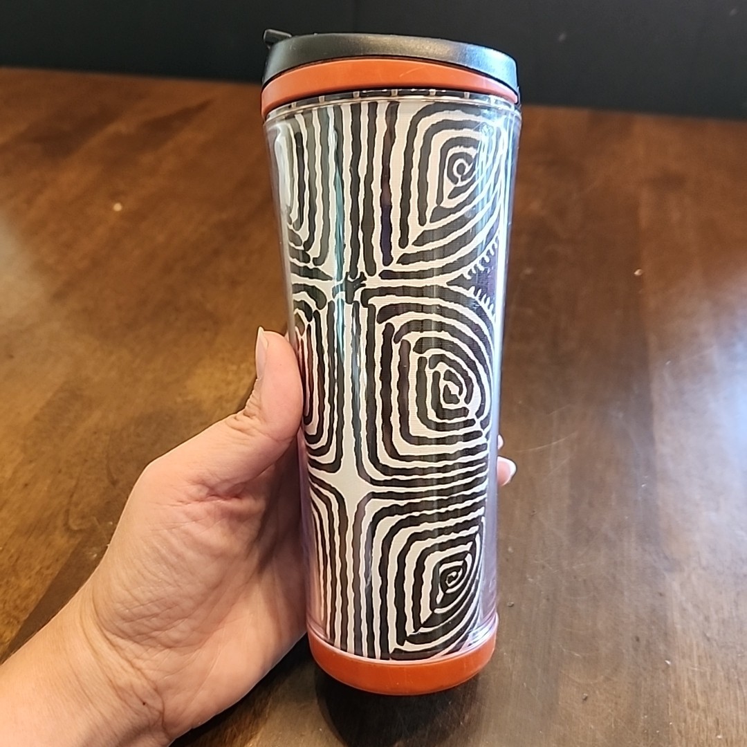 2007 Starbucks 16oz Acrylic Tumbler with Authentic Africa Fabric imbedded Rwanda