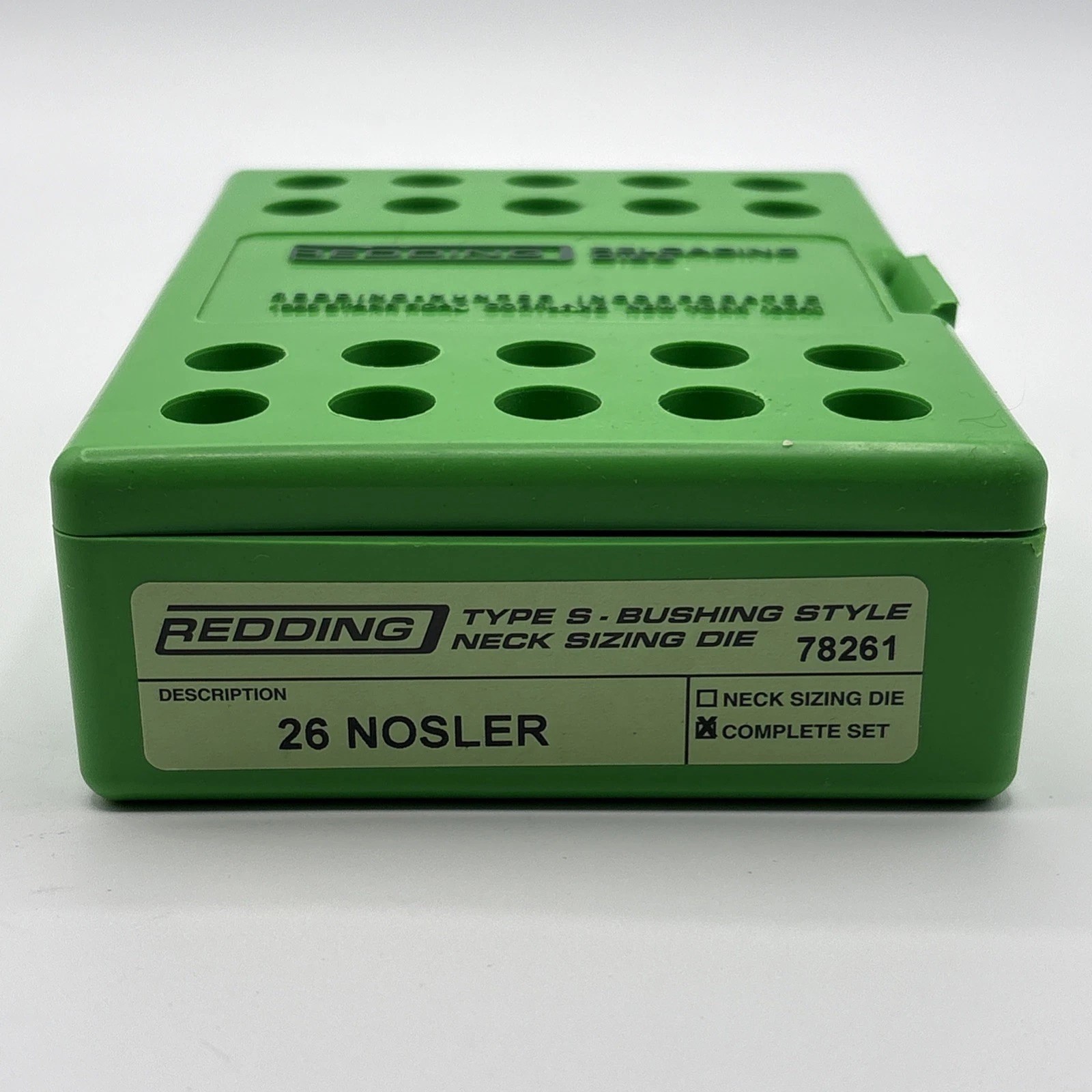 REDDING 26 NOSLER RELOADING 2 DIE COMPLETE SET TYPE S BUSHING NECK SIZING 78261