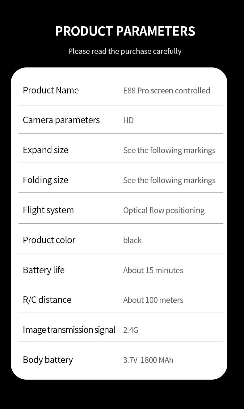 E88 Pro 4K HD Dual Camera WiFi FPV RC Foldable Quadcopter Remote With Screen NEW