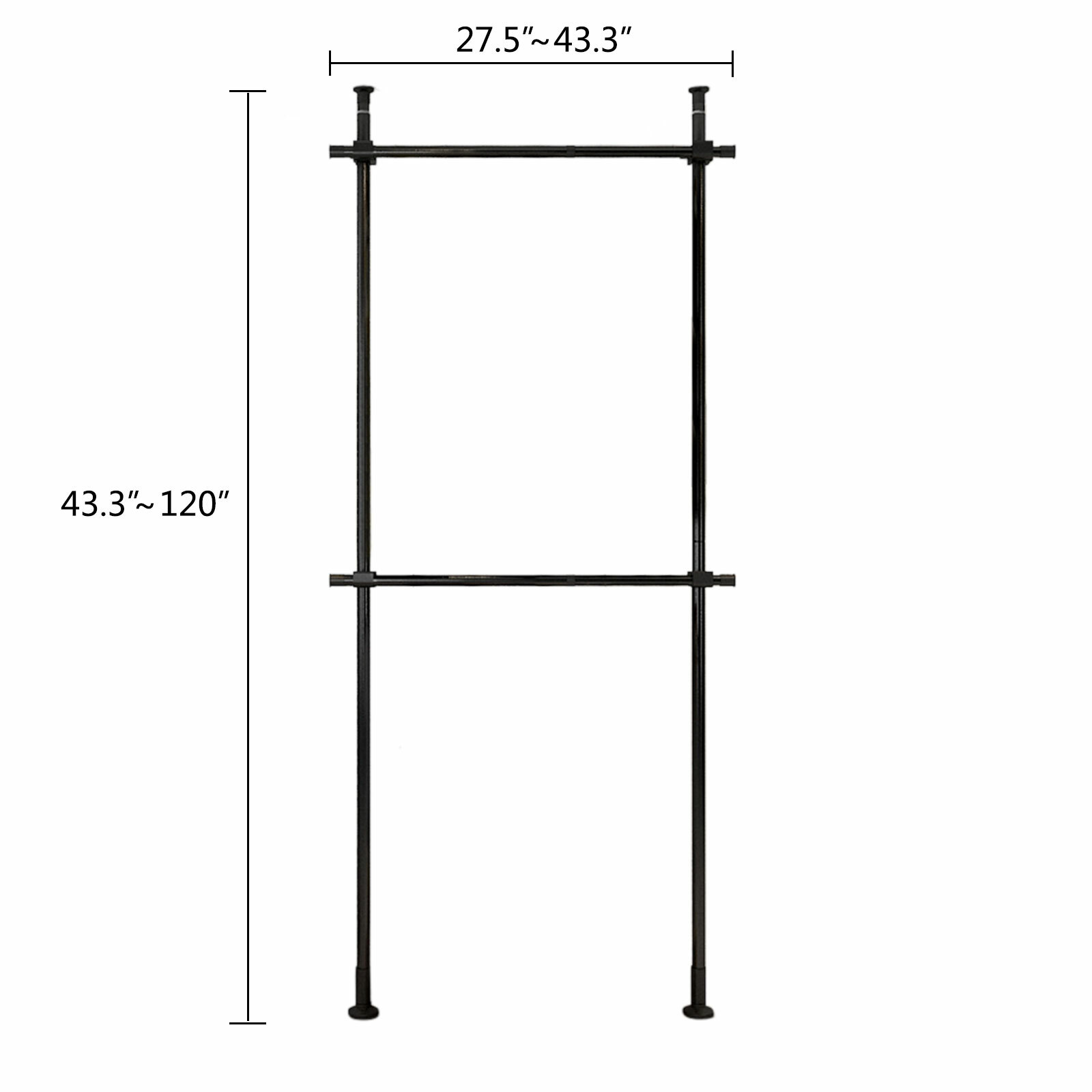 Garment Rack Clothes Storage Hanger Organizer Ceiling Top & Floor Metal Closet