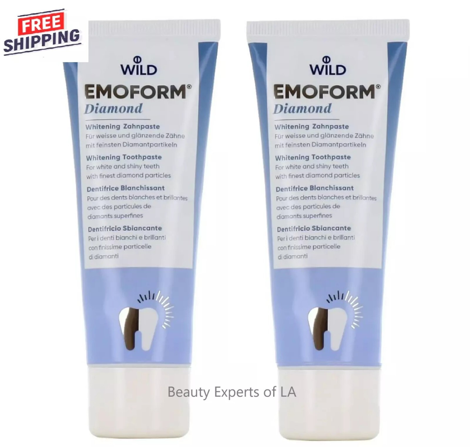 2 PACK Dr. Wild Emoform Diamond Toothpaste Whitening Diamant  75ml Exp 12/2028
