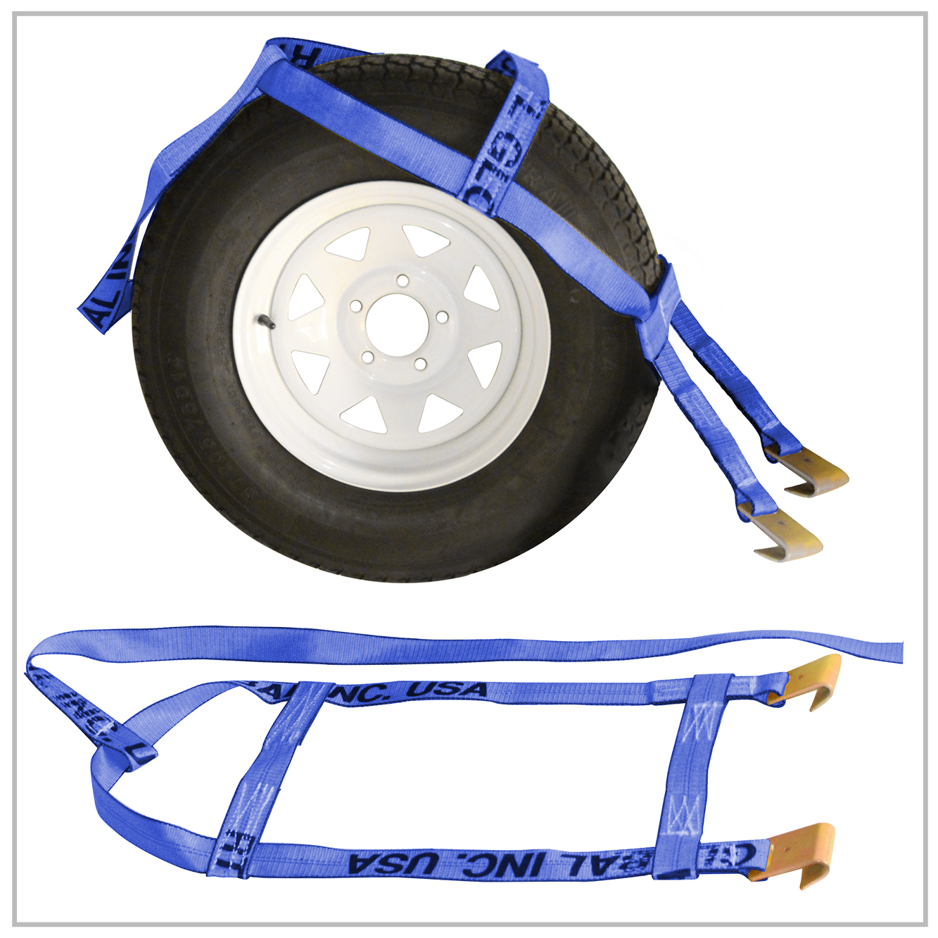 Blue Demco Kar Kaddy Tow Dolly Straps with Flat Hook Car Hauler (1 Pair)