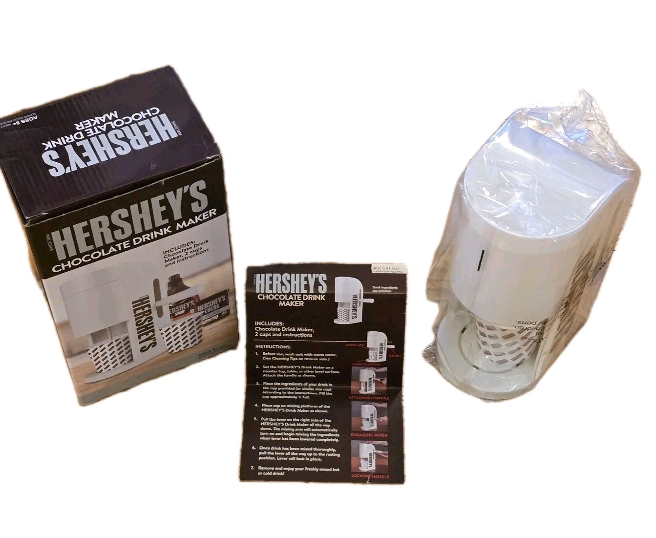 Hershey's Chocolate Drink Maker Includes Machine & 2 Paper Cups New/Sealed