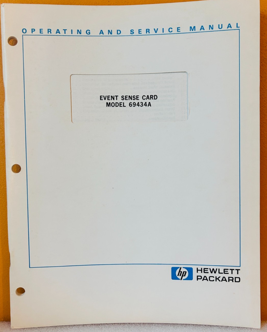 HP 69434-90001 1972 Model 69434A Event Sense Card Operating & Service Manual.