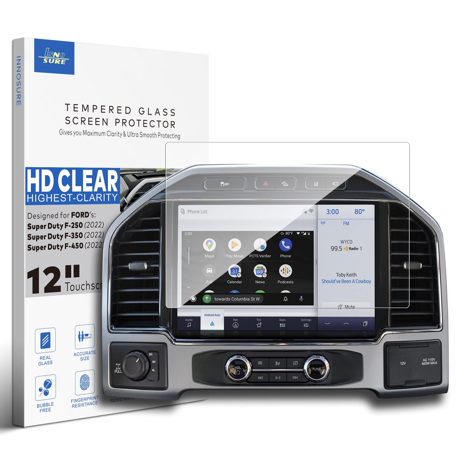 INNOSURE Tempered Glass Screen Protector for 2022 Ford Super Duty F-250 F-350...