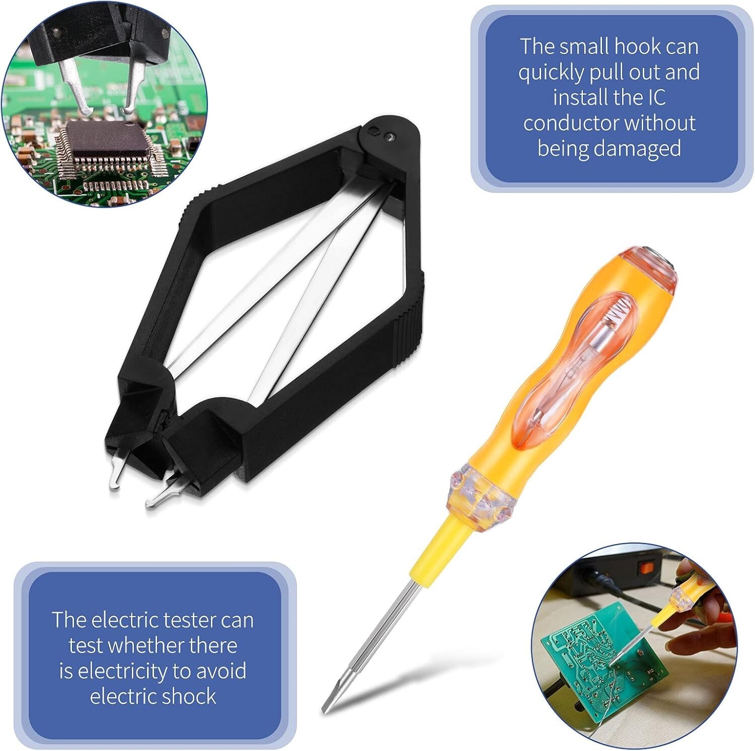 4 Pieces IC Chip Remover Tool IC PLCC Chip Extraction Tool Extractor Puller NEW