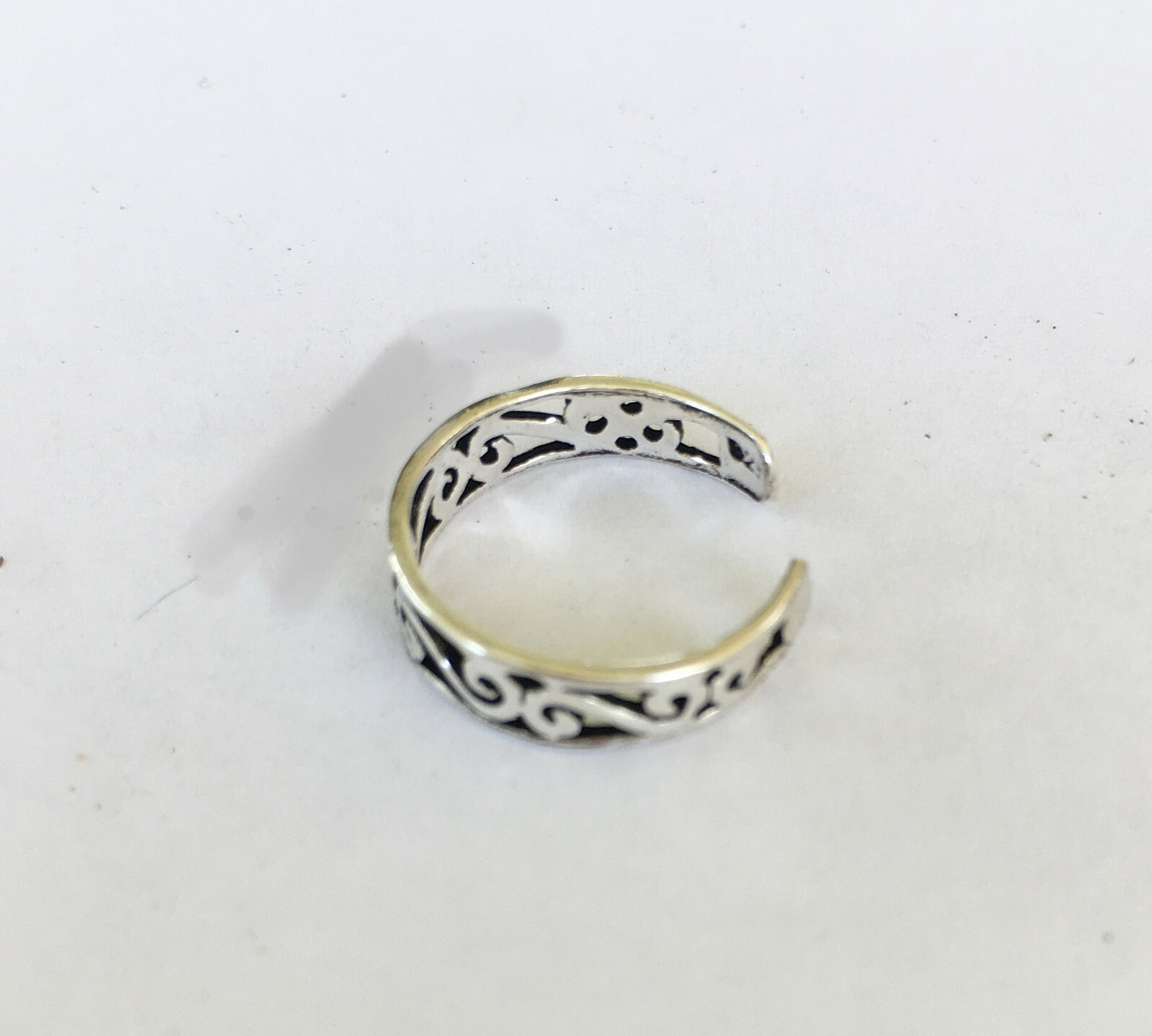 Sterling Silver Scrolls dainty medium size 2.5-4 adjustable toe ring