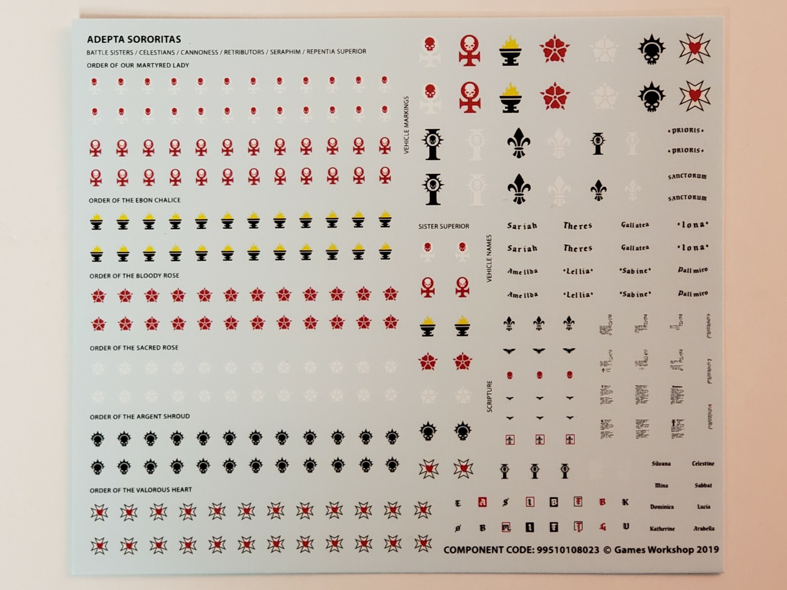 Transfer Decals, Adepta Sororitas, Sisters of Battle, 40K, GW