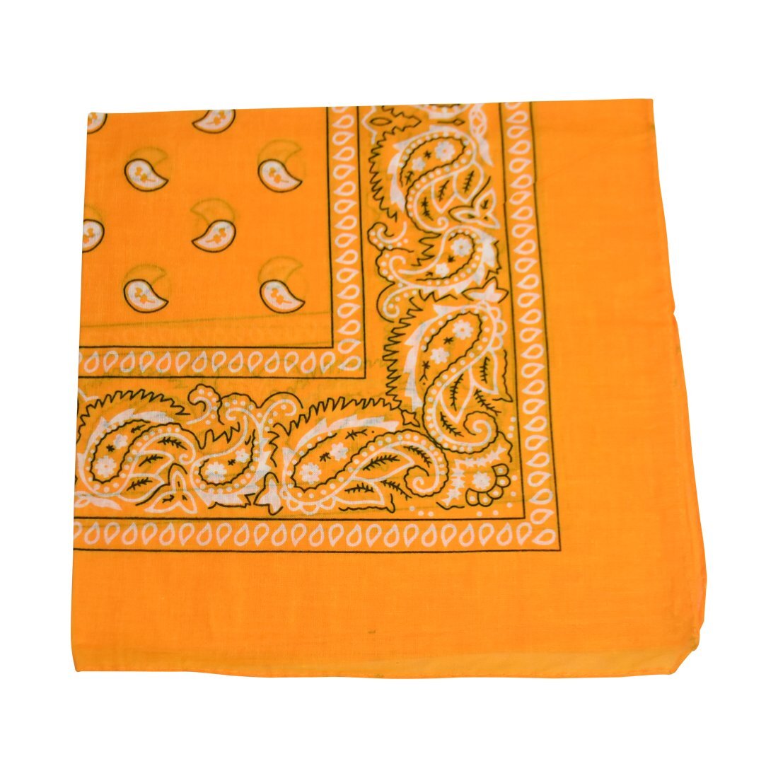 22 Inch Cotton Paisley Bandana - Light Orange