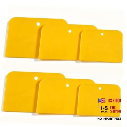 6PCS Flexible Plastic Body Filler Spreaders - Reusable Auto Body Repair Putty