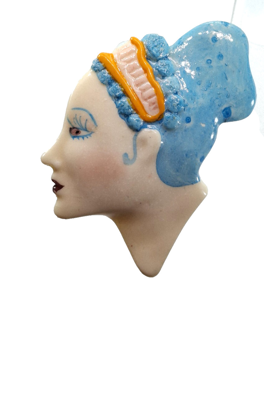 Vintage Statement Ring Plastic Lady Portrait Face Adjustable