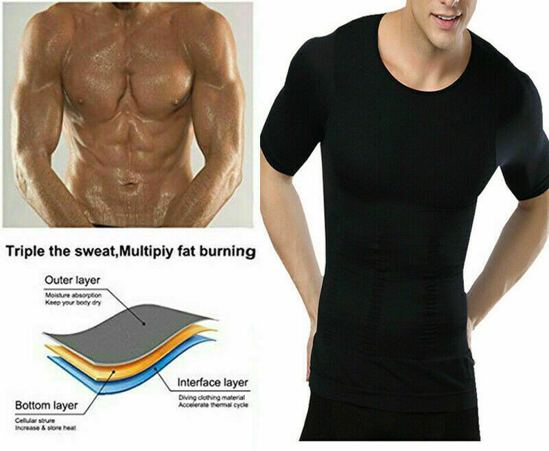 Men's Fashion Compression T-Shirt Body Shaper Crew Neck Muscle Workout Tank Top