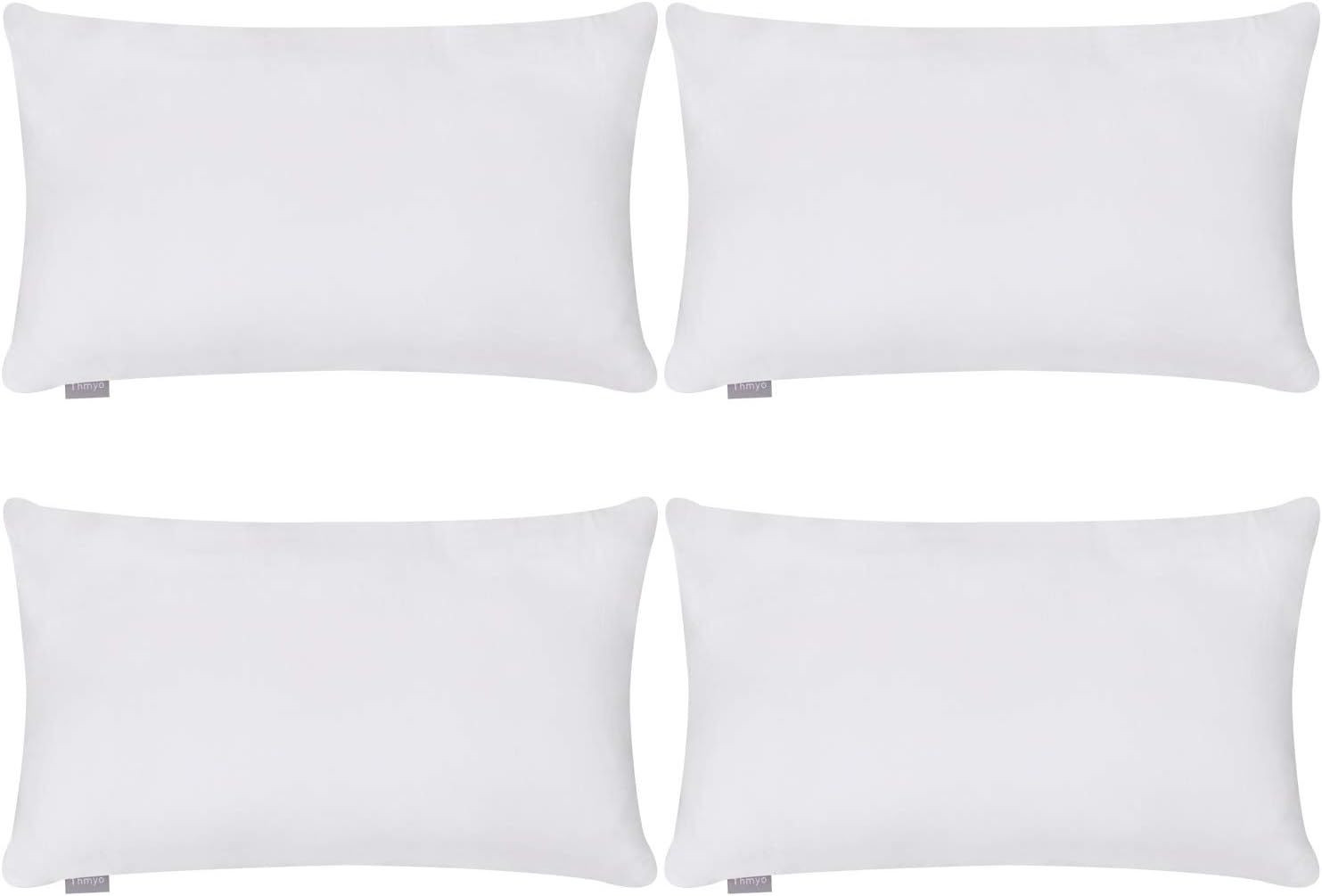 4-Pack 100% Cotton Lumbar Comfortable Solid 12x20inch/30x50cm, White