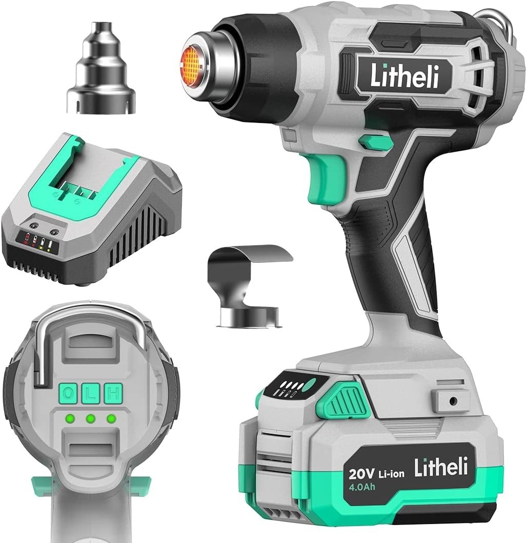 20V Pistola De Calor Inalambrica Con Batería y Cargador Kit Calidad En Oferta