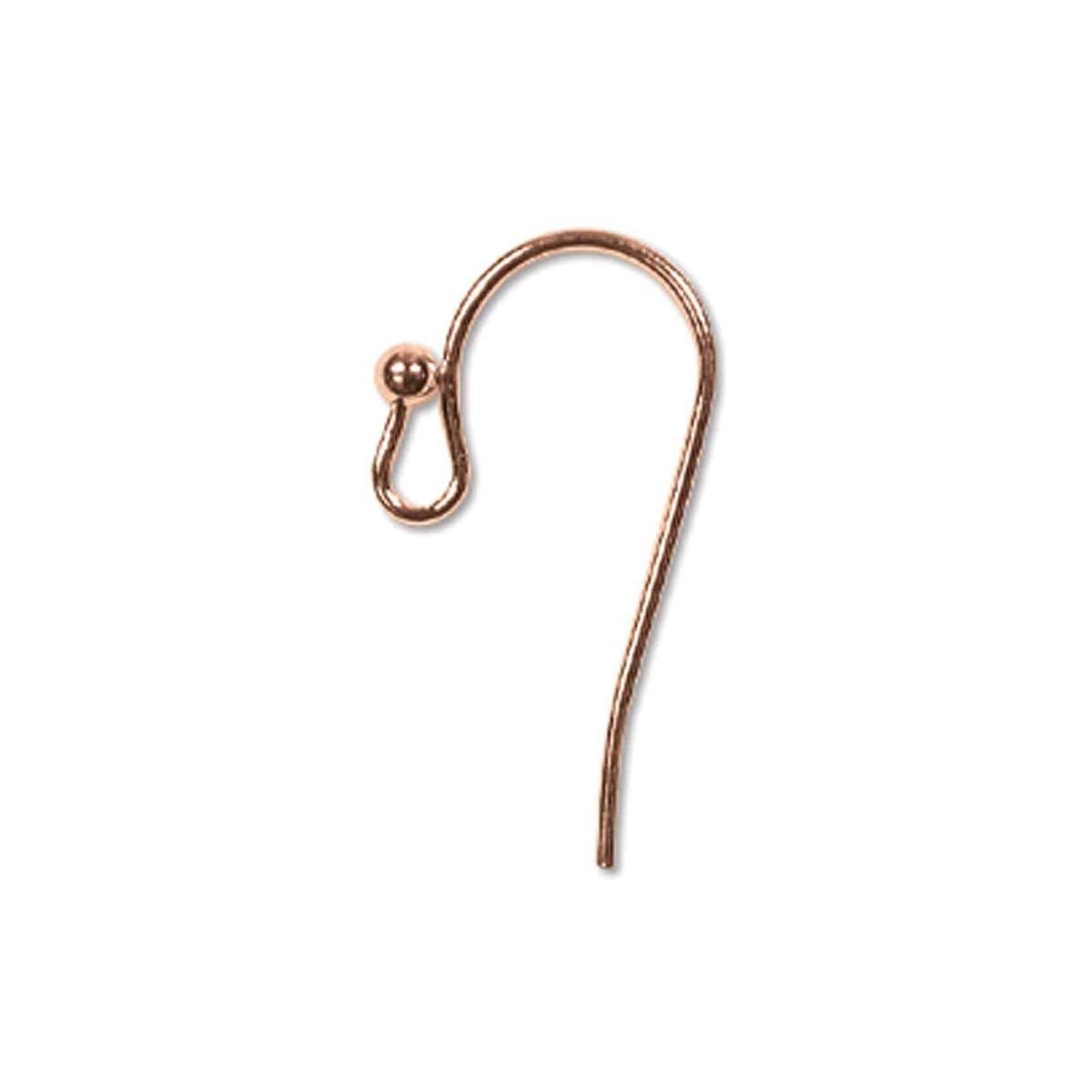 Copper Plated Brass 12x20mm Fishhook Ear Wires with 1mm Ball & Open Loop