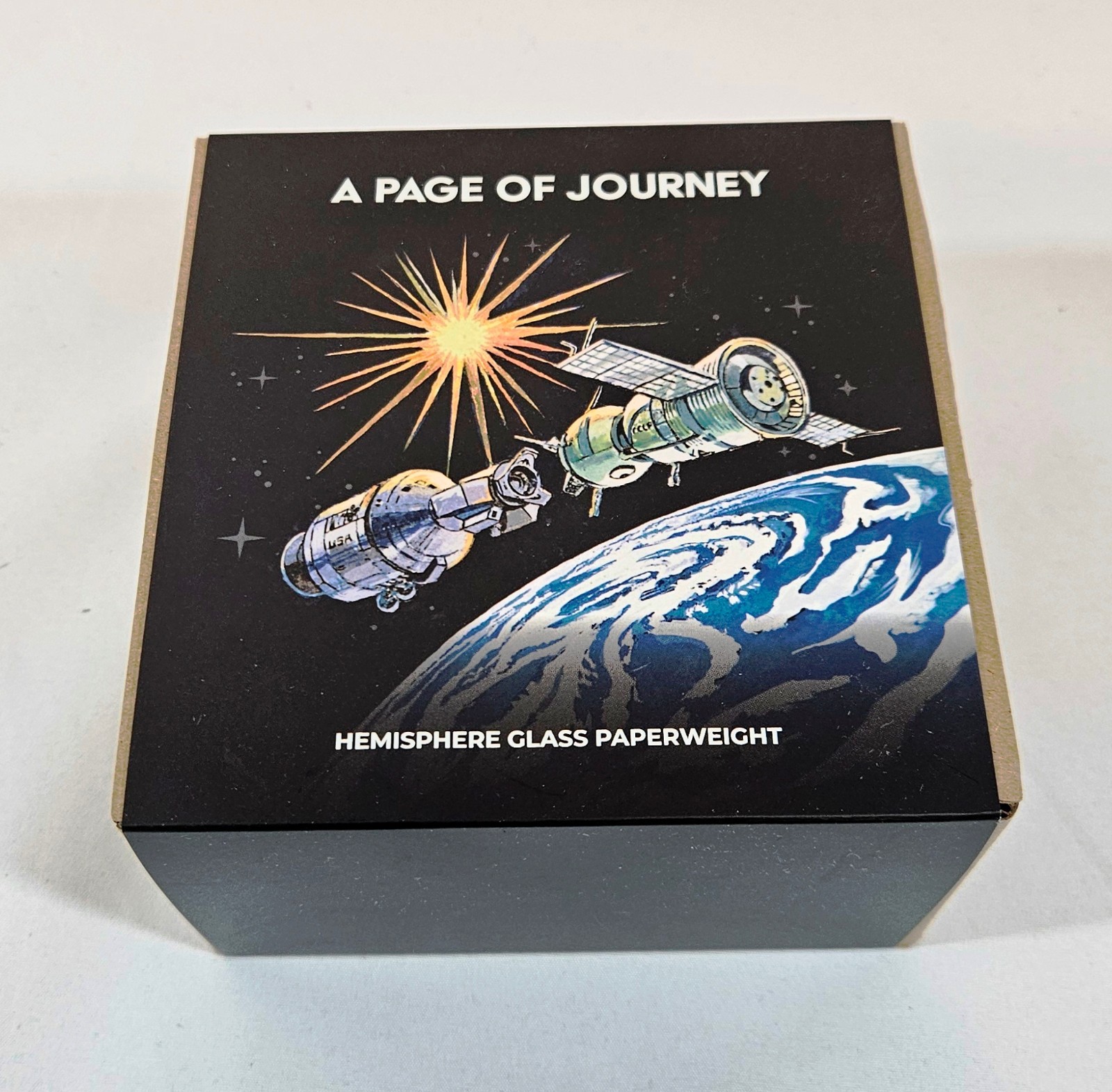NASA, A Page Of Journey Hemisphere Glass Paperweight, BINB, Collectable