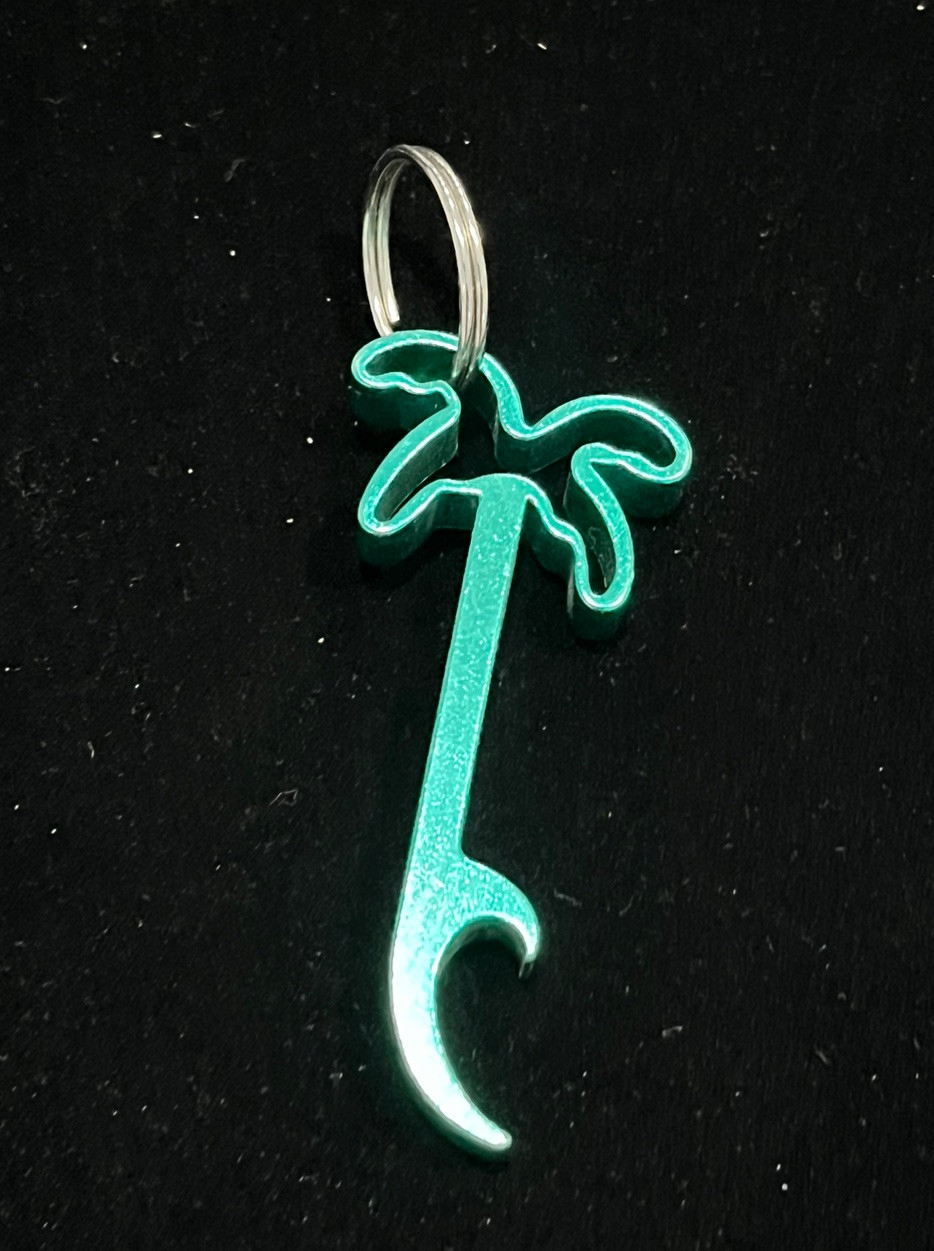 GREEN BUD LIGHT BUDWEISER BREWERY KEY CHAIN BOTTLE OPENER 3" PALM TREE 🌴