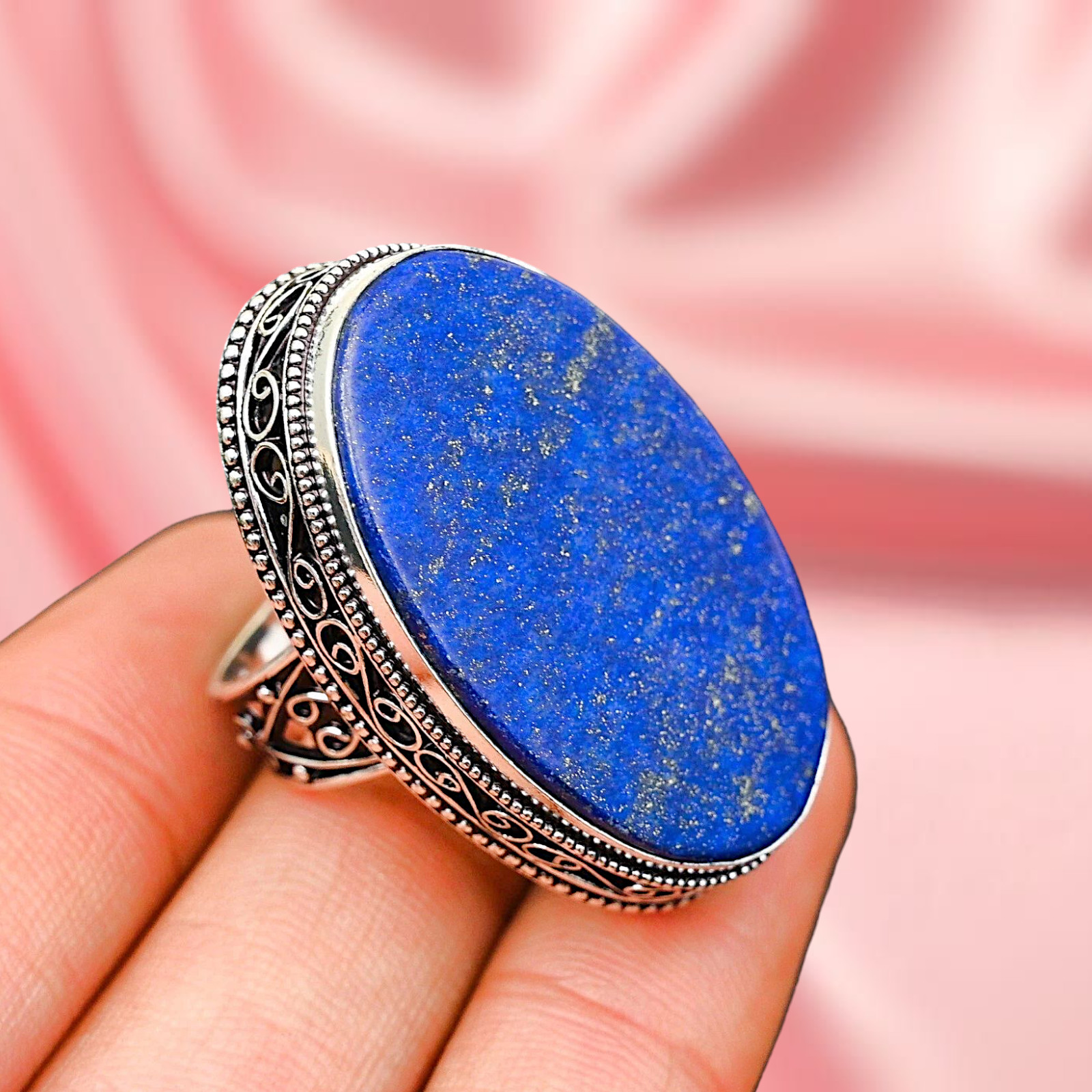 Lapis lazuli Gemstone Ring Silver Ring 925 Sterling Silver Ring Women's Jewelry