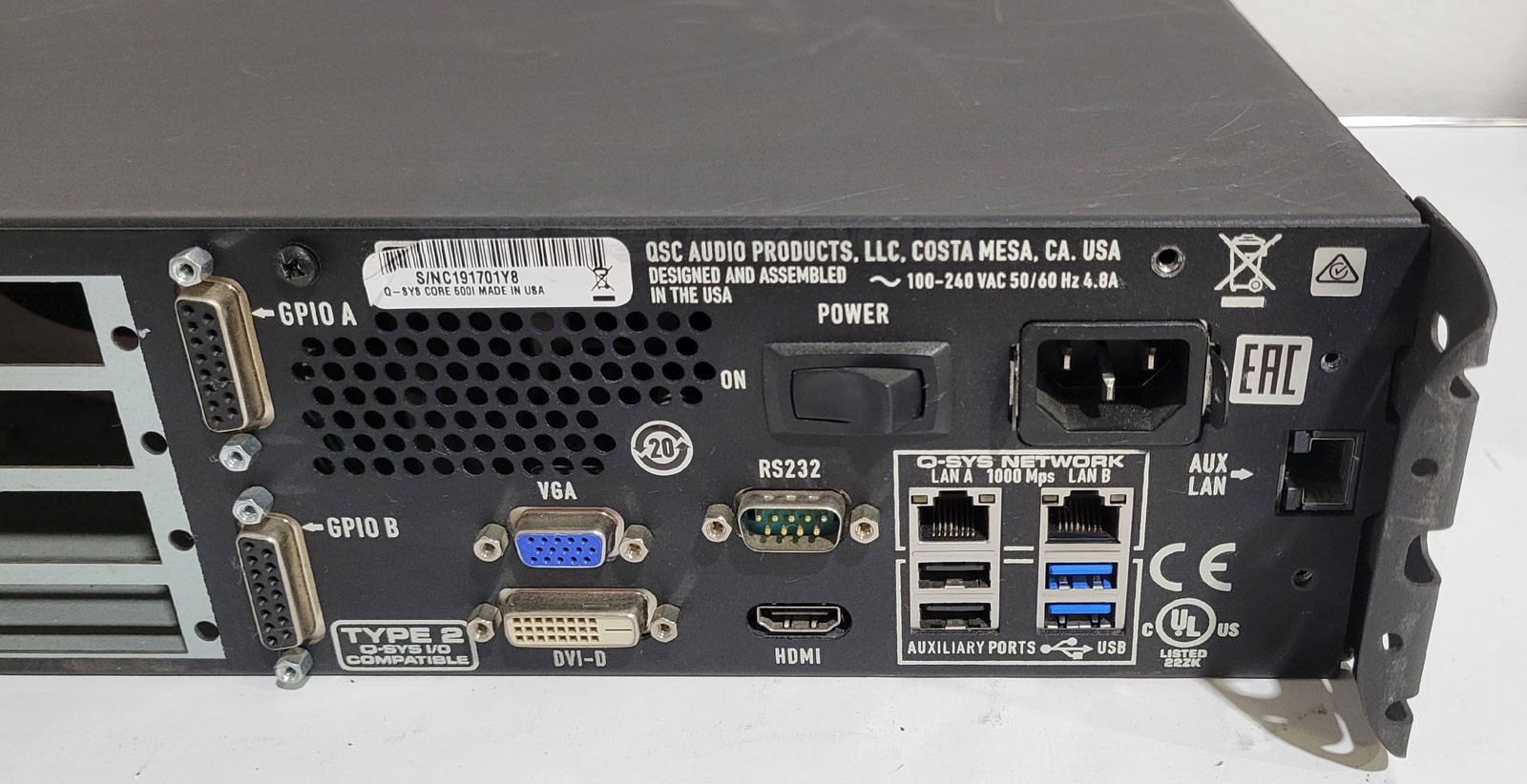 QSC Q-SYS Core 500i Integrated System Processor **No Cards AS-IS**