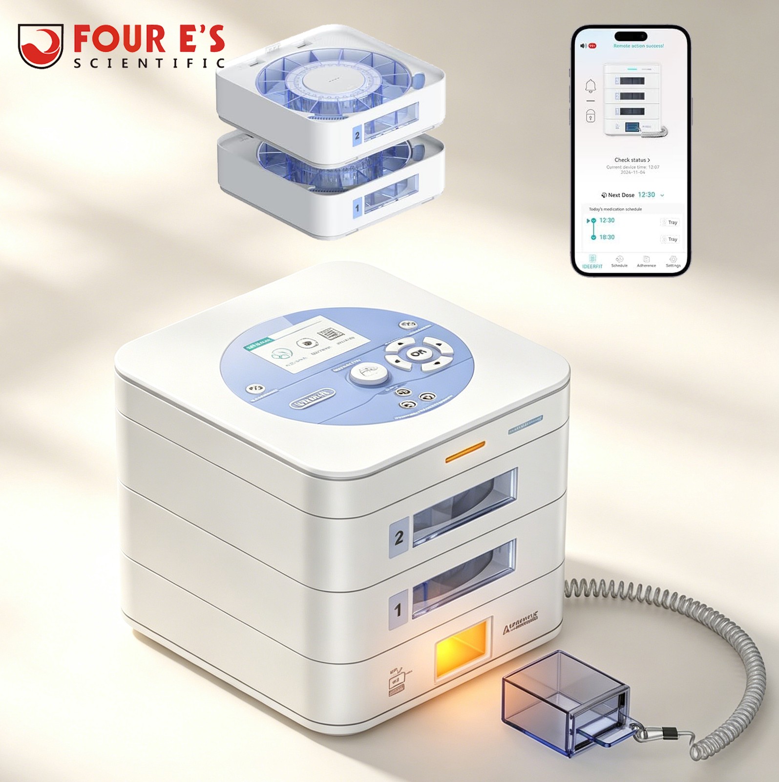 Pill box Automatic Pill Dispenser 28Day Smart Pill Organizer 2-Tray App Alarm