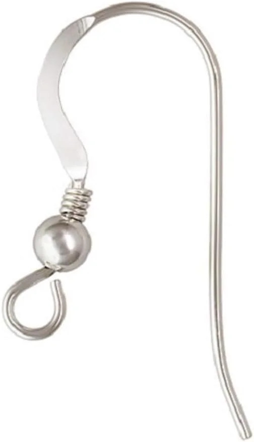 -10 Pieces (5 Pairs) Solid Sterling Silver .925 Flat French Hook Ear Wires w/Coi