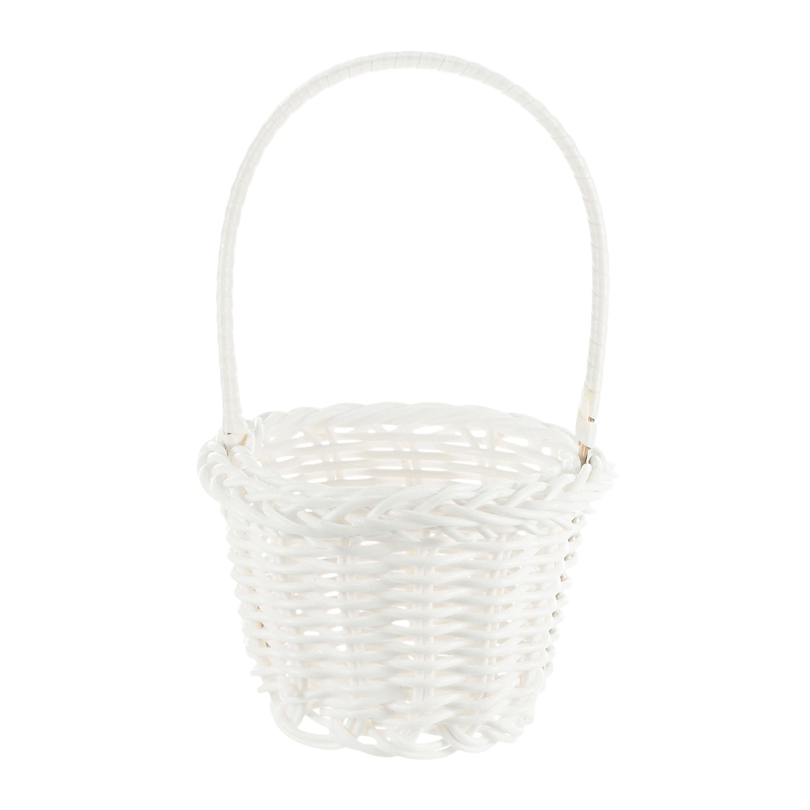1-Pack Mini Woven Baskets with Handles, 2.36" x 3.54" x 5.71" [White]