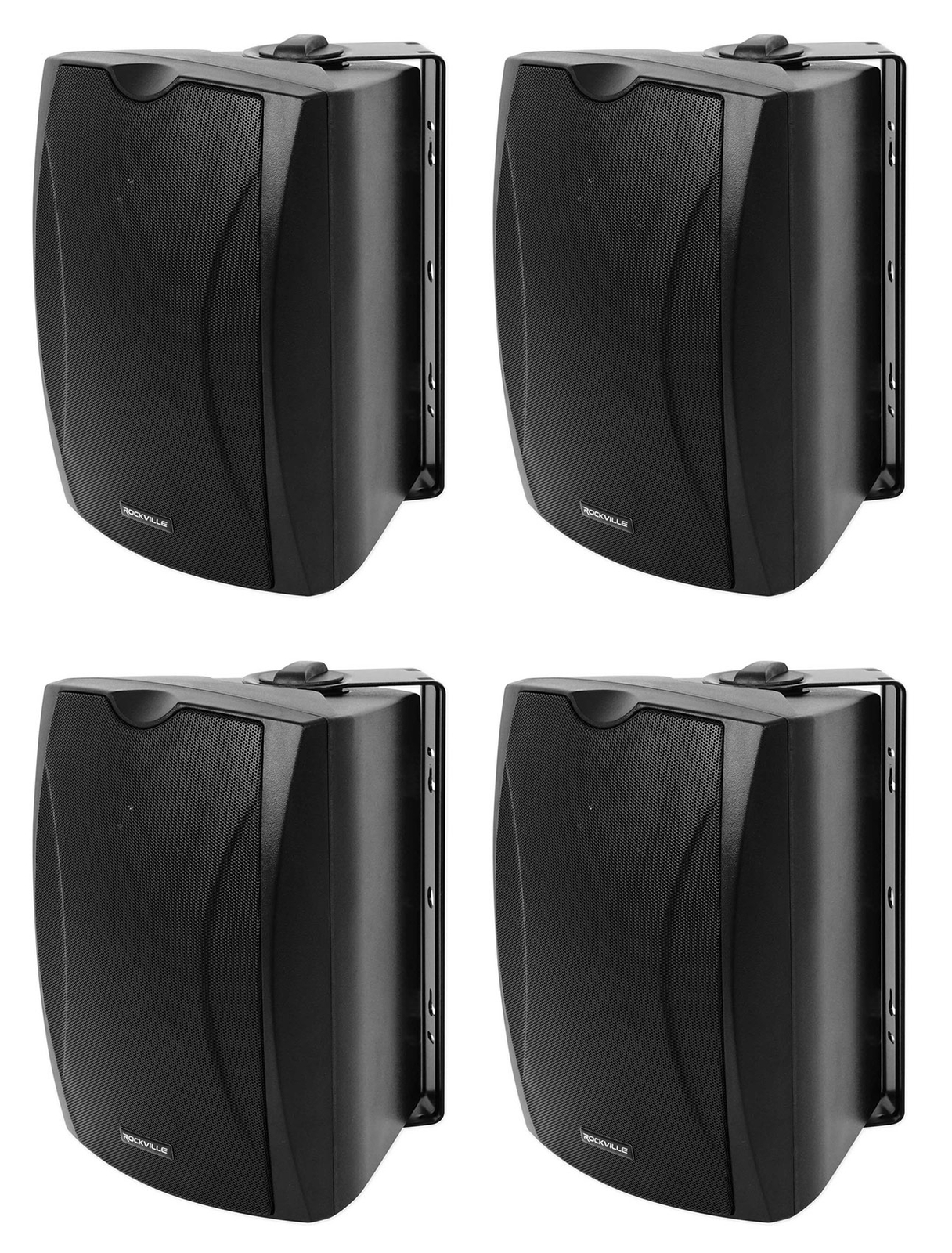 4) Rockville WET-6B 70V 6.5" IP55 Black Commercial Indoor/Outdoor Wall Speakers