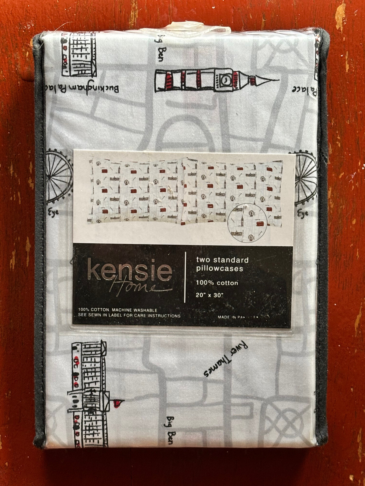 Kensie 2 Std Cotton Pillowcases LONDON Buckingham Palace, Big Ben, River Thames