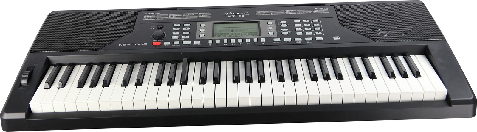 Vault KT-61 Keytone Touch Sensitive 61-Key Electronic Keyboard - Black (broken k