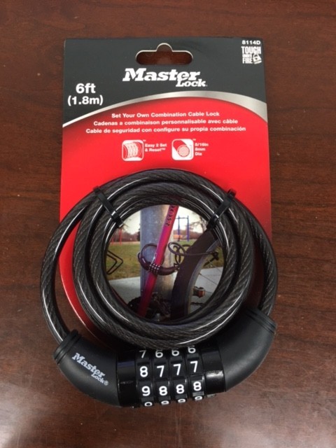 Masterlock 8114D Combination Braided Steel Cable Lock, 6 ft x 5/16 in  New
