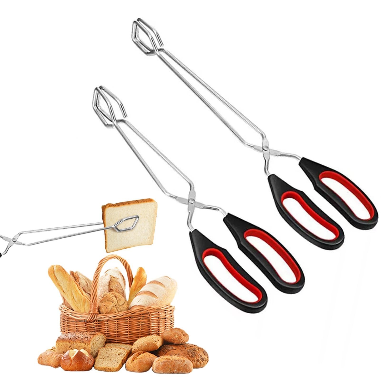 2 Pack Stainless Steel Scissor Tongs Cooking Scissor Tongs for BBQ Grilling