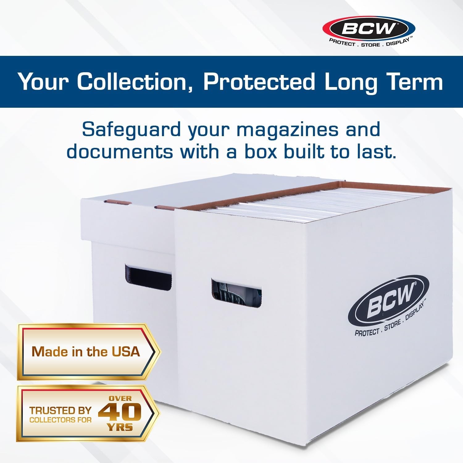 Magazine/Document Storage Box 1-Pack | Durable Cardboard Filing Box