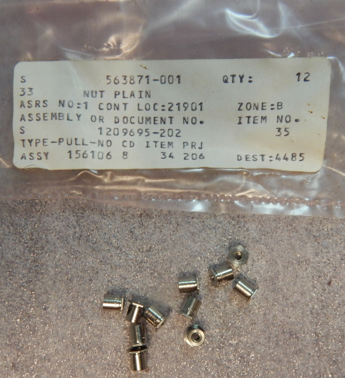 ' 1 PIECE ' - PN# 563871-1 - NUT, PLAIN