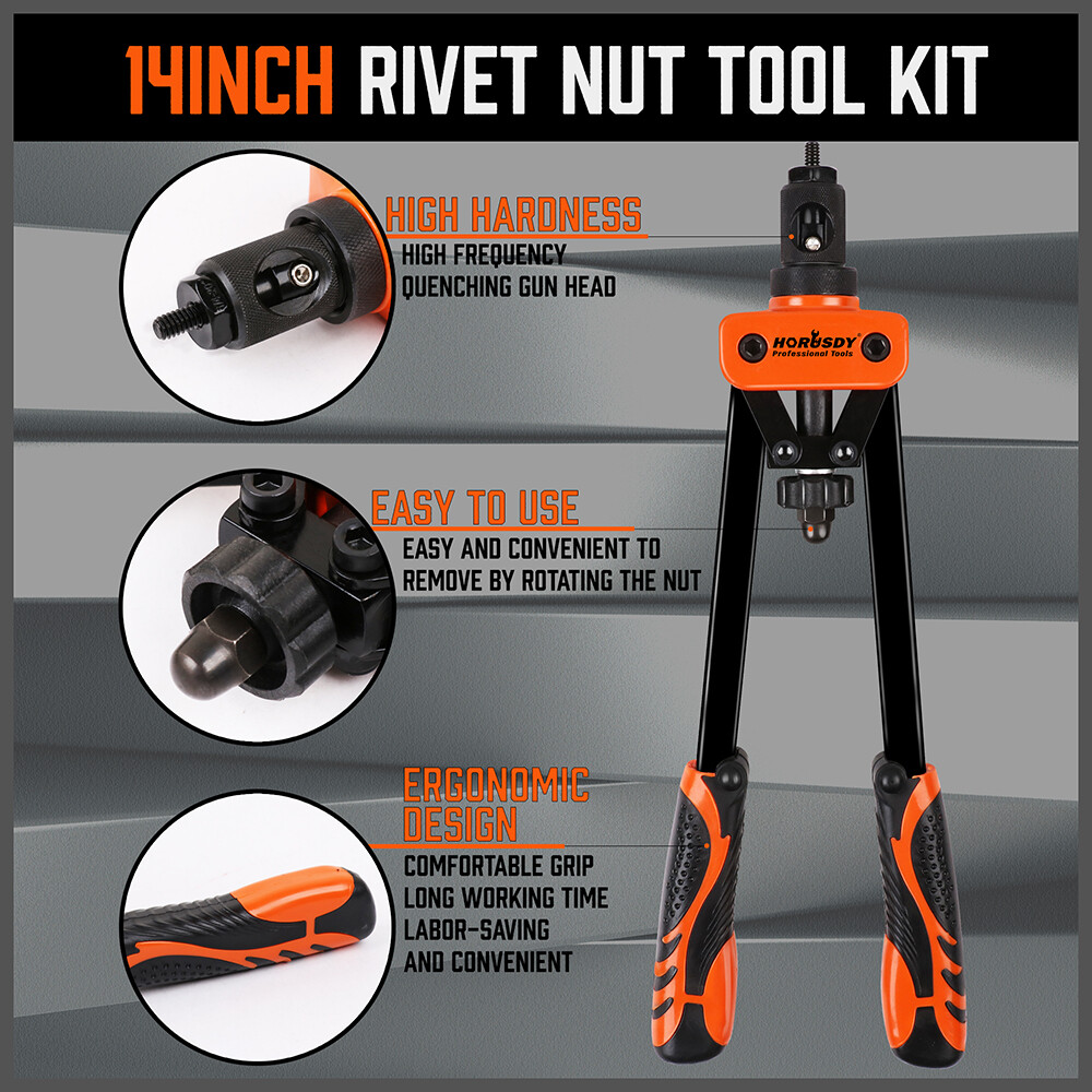 Rivet Nut Gun Kit Rivnut Setting Tools Nut Setter Tool Hand Blind Riveter 14"
