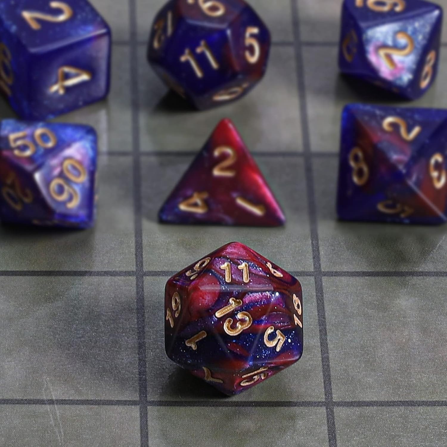 Durable Eco-Friendly Polyhedral Dice Set with Storage Bag for Tabletop Games