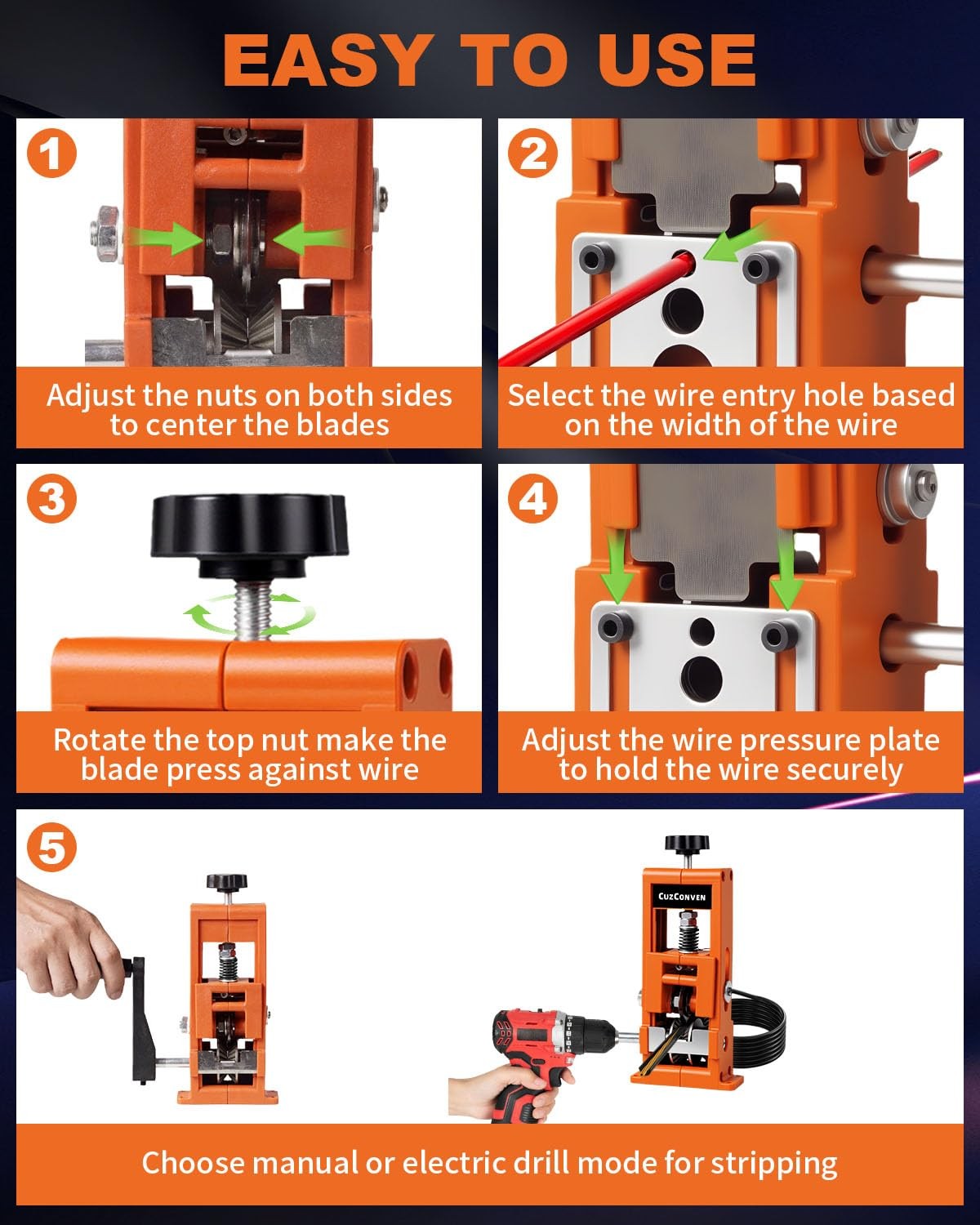 Wire Stripper Machine,0.04-1 Inch Scrapping Copper Wire Peeler Machine, Drill...
