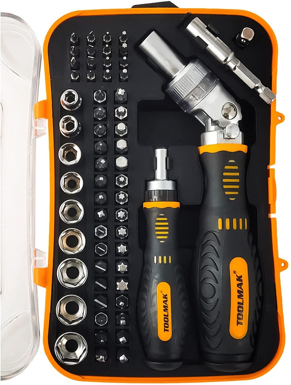 TOOLMAK 61pcs Ratcheting Screwdriver Set,Socket Set,Precision Screwdriver Bit...