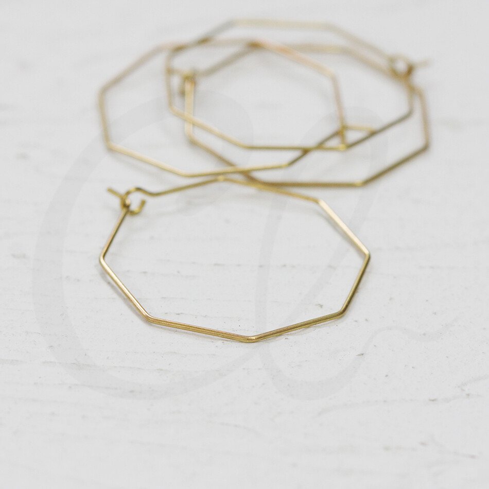 20 Pieces Raw Brass Earring Hooks - Geometric Earring Wire (CW-4009C)