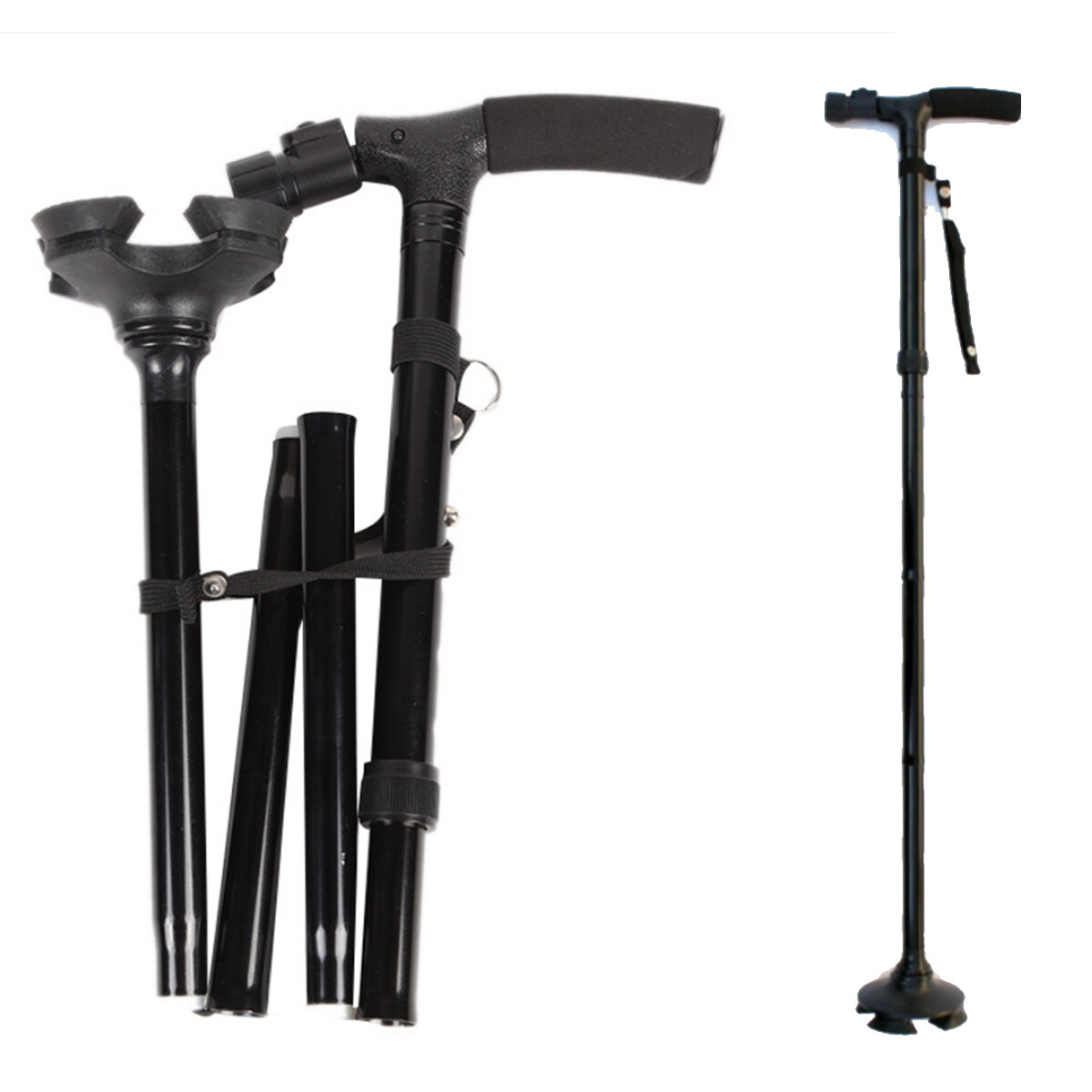 LED Walking Stick Cane All Terrain Pivoting Base Folding Cane Adjustable Height