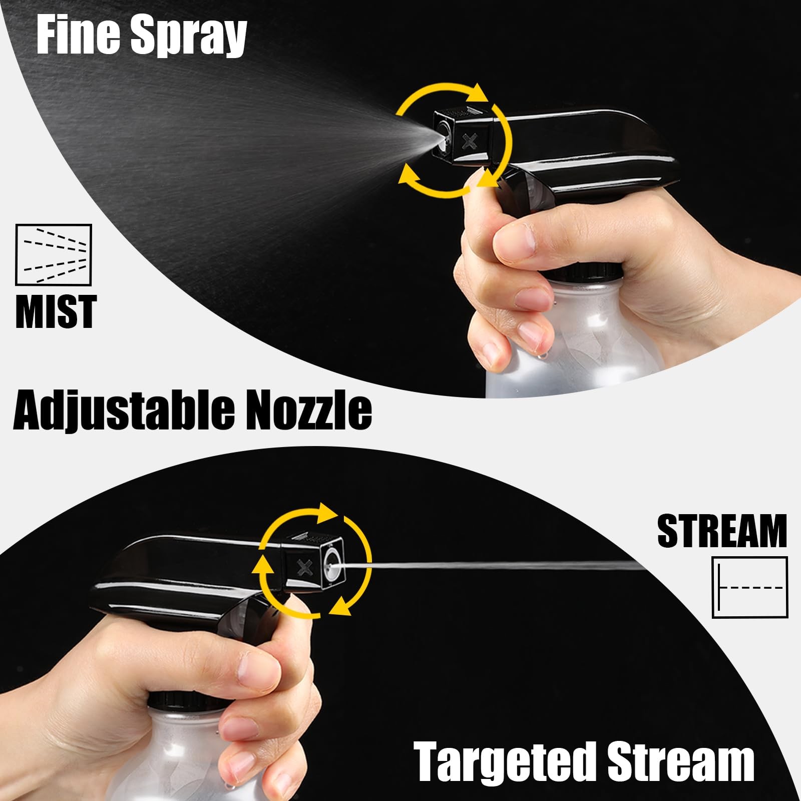 Spray Bottles 2 Pack 10 oz Refillable Plastic Squirt Bottle for Liquid