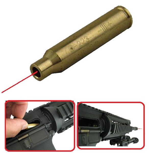 .223 5.56 Red Laser Chamber Bore Sighter, Battery, Brass, Free Buffer Polymer