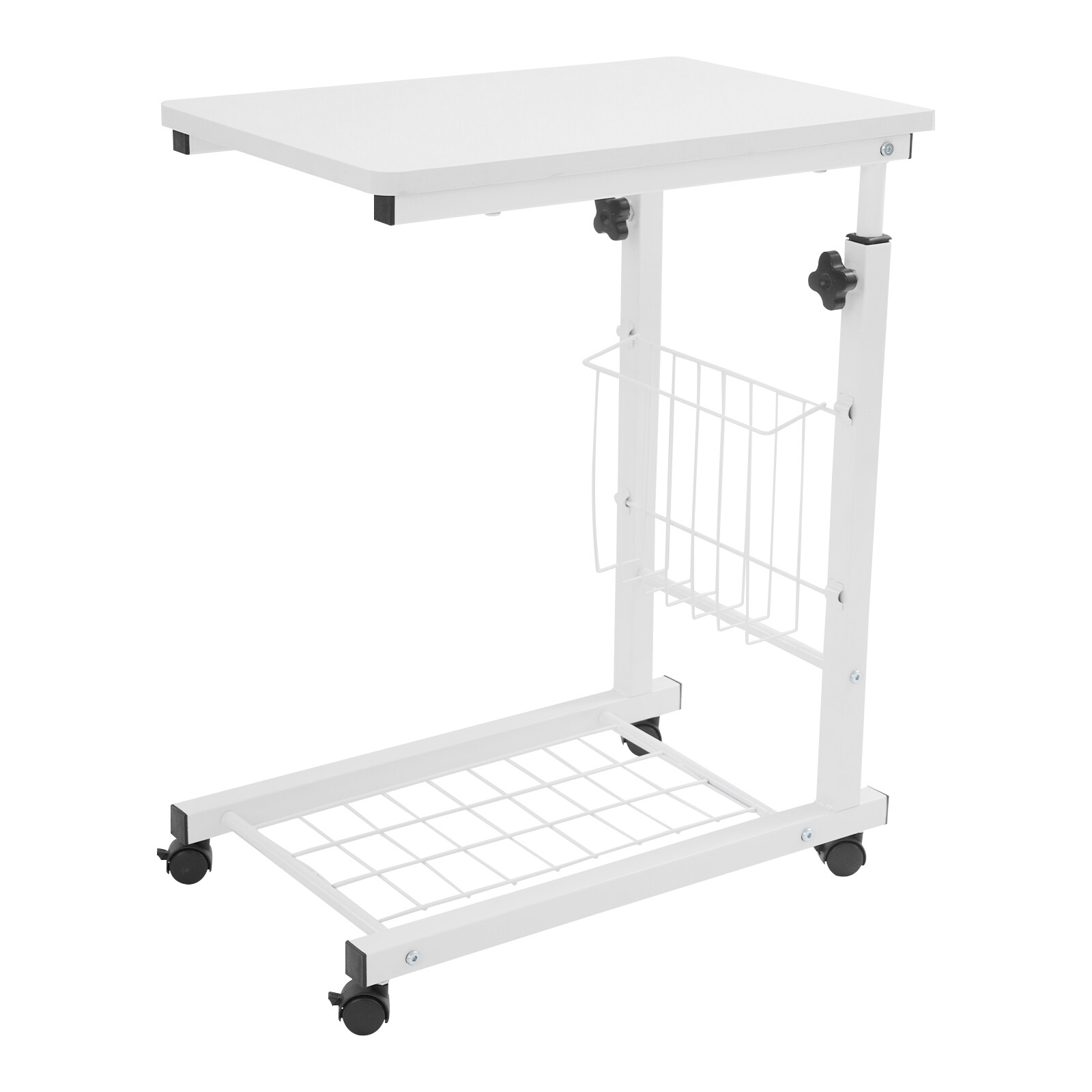 Adjustable Bed Side Table, Side Table with Wheels, Mobile Standalone Table
