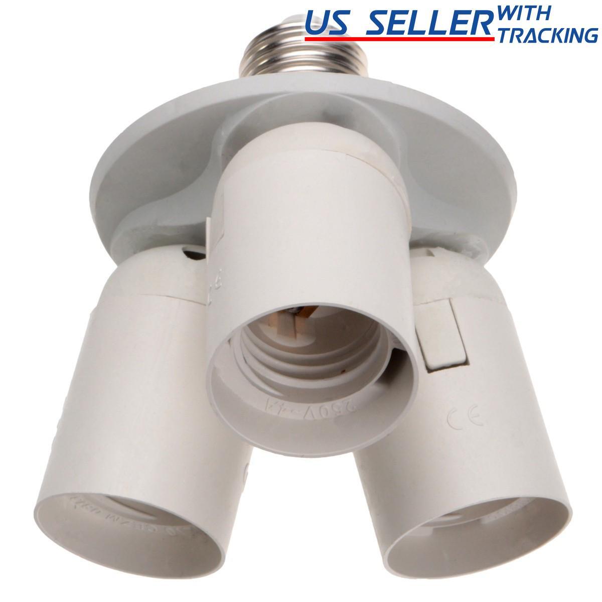 3 to 1 Light Socket E26 Splitter Lamp Base Adapter for Standard LED & CFL Bulbs