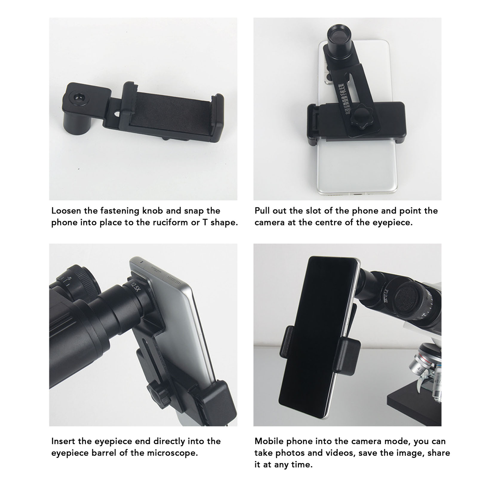Microscope Lens Cellphone Adapter 12.5X Eyepiece Microscope Smartphone Cam Hot
