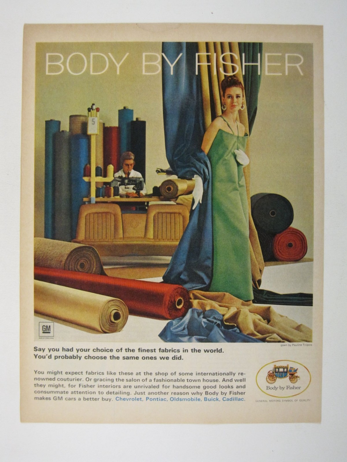 Print Ad Body Fisher GM Automotive Interiors 1960s Vintage Ad MOF Fashion Fabric