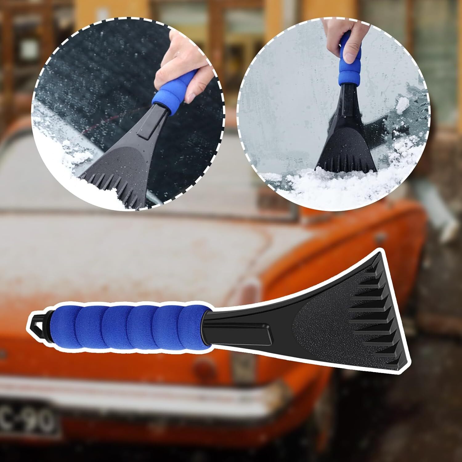 2x Car Windshield Ice Scraper with Foam Handle No Scratch Frost Scraper Universa