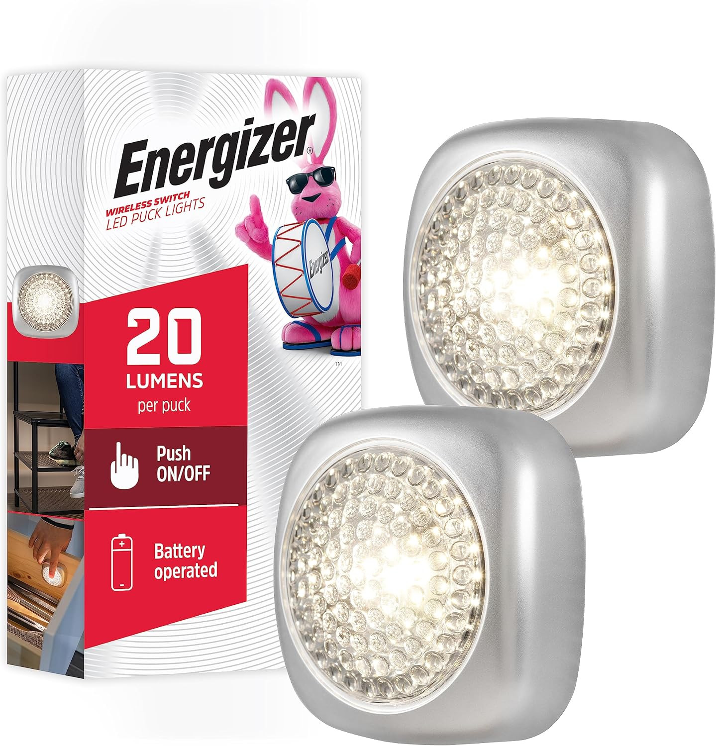 LED Tap Light, Battery Operated Stick-On Lights, Silver, Wireless Portable, Idea