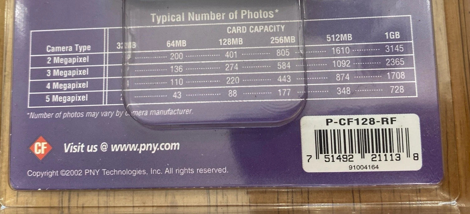 PNY Technologies 128MB Compact Flash Memory Card For Camera NEW IN BOX