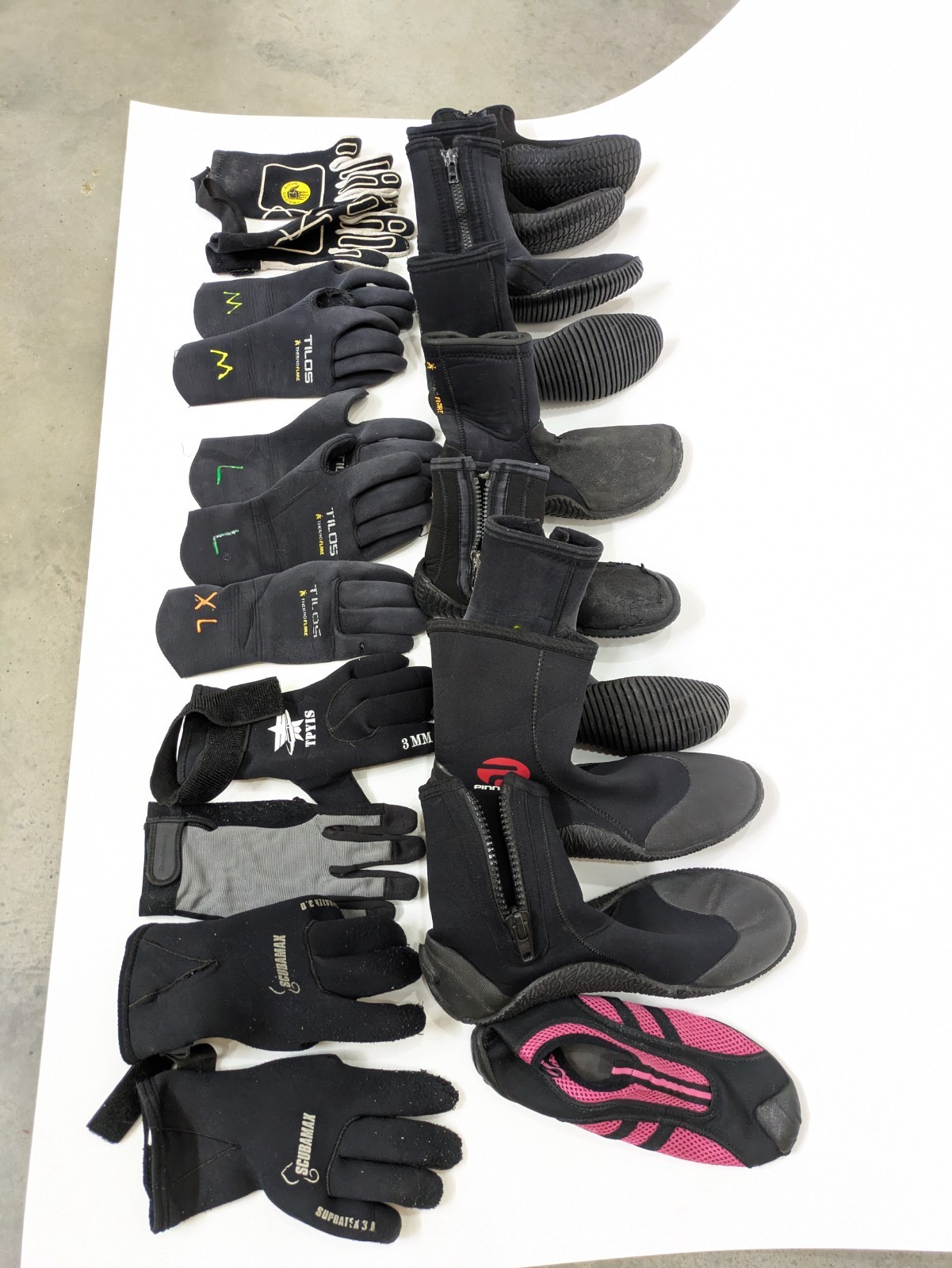 As-Is Scuba Diving Booties & Gloves Lot Package