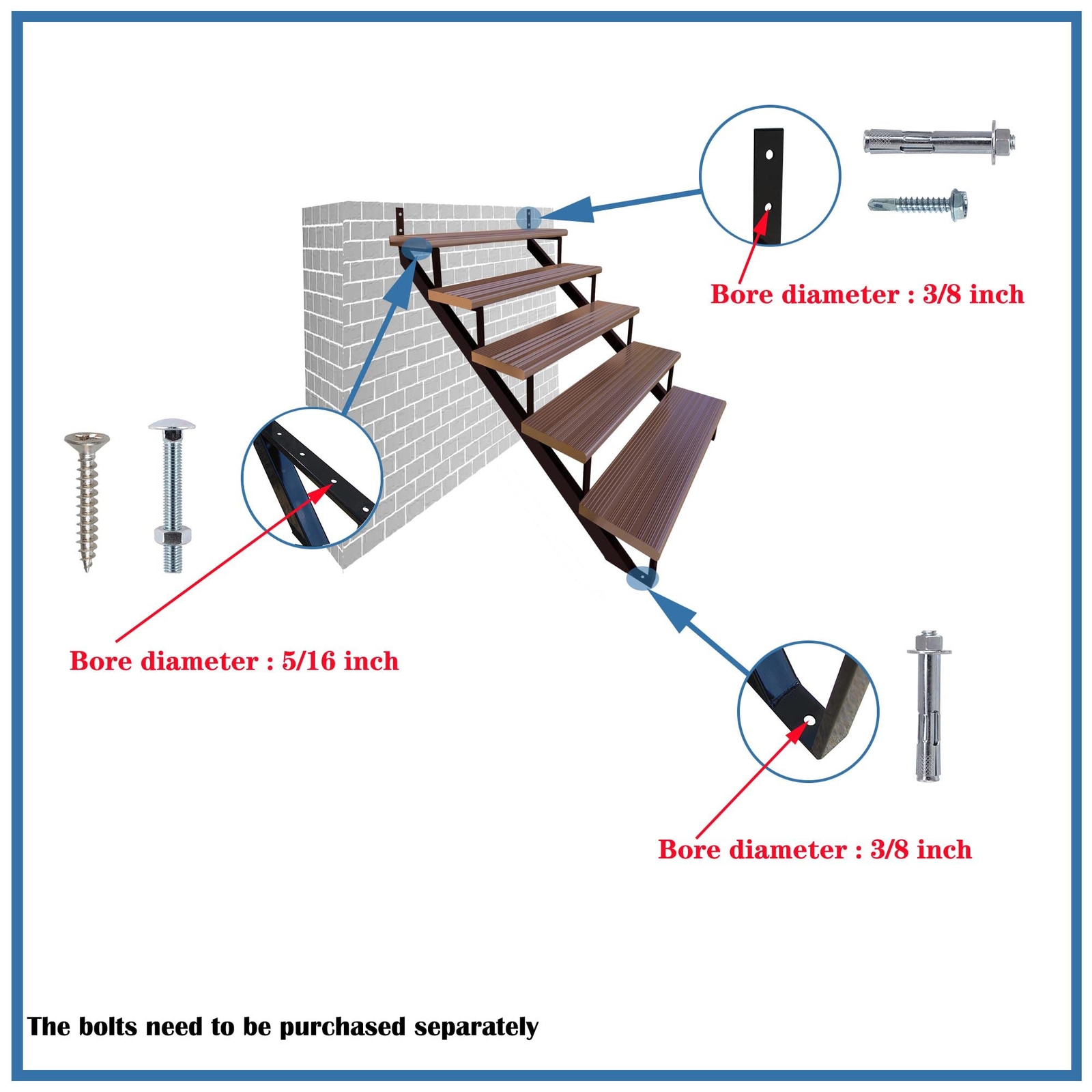 Step Riser 2 Step for Deck Height 20 Inches Stair Stringer Step Stringer